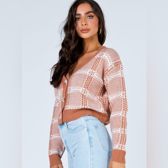 Princess Polly Zaynah Cropped Tan Cardigan - Picture 4 of 4